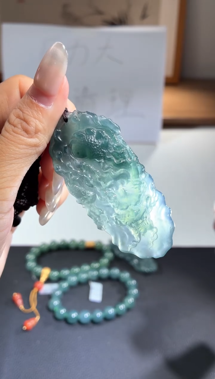 吊坠(不含链)银S925镶嵌翡翠天然翡翠A货