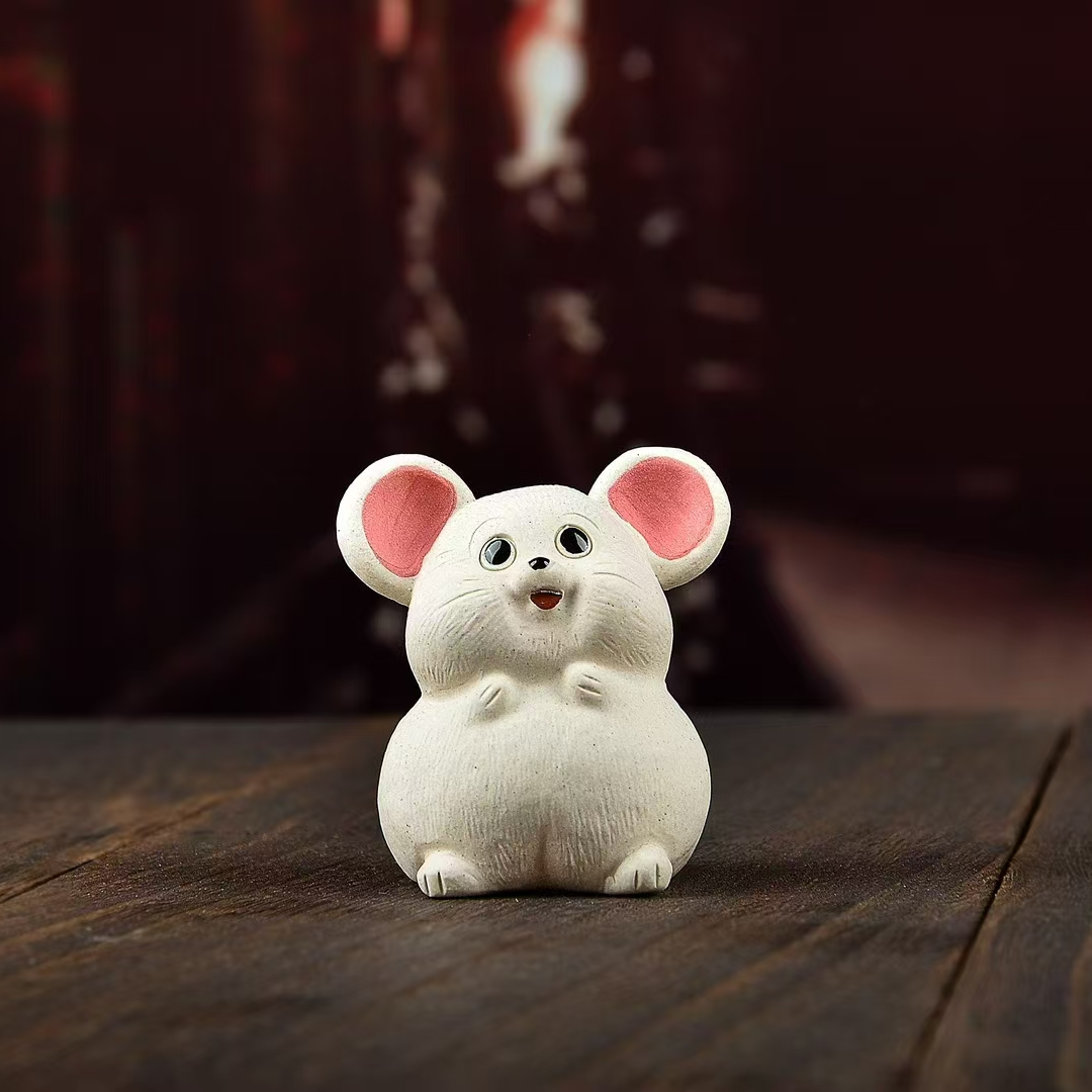 《心灵茶境》紫砂茶宠粉儿小老鼠全手工可爱创意治愈系摆设茶玩