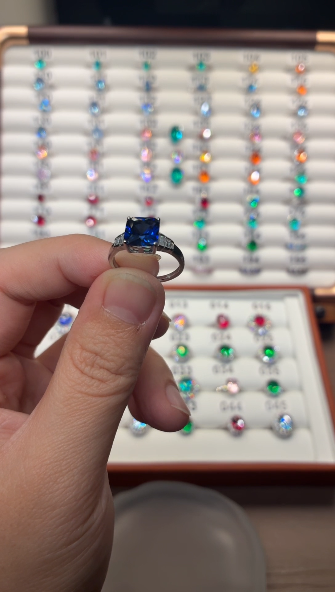 戒指蓝宝石银S925镶嵌6655