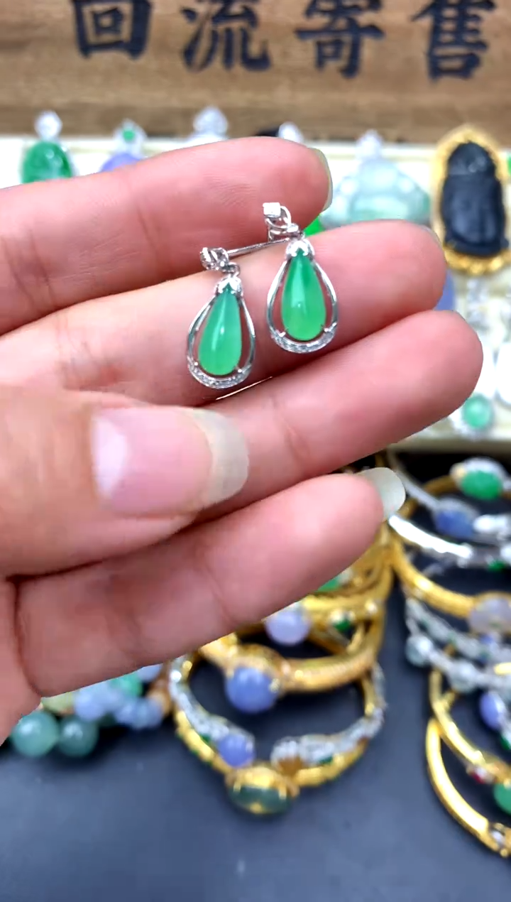 【闪购商品】翡翠耳饰18K金镶嵌244-中国好珍宝