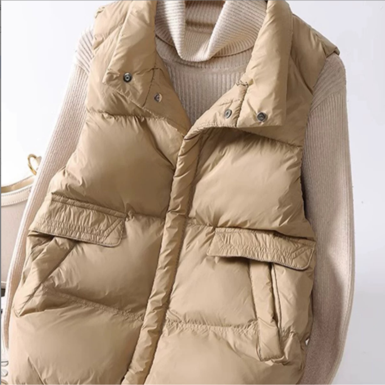 6100 立领面包服马夹秋冬新款欧货宽松休闲轻薄背心棉马甲
