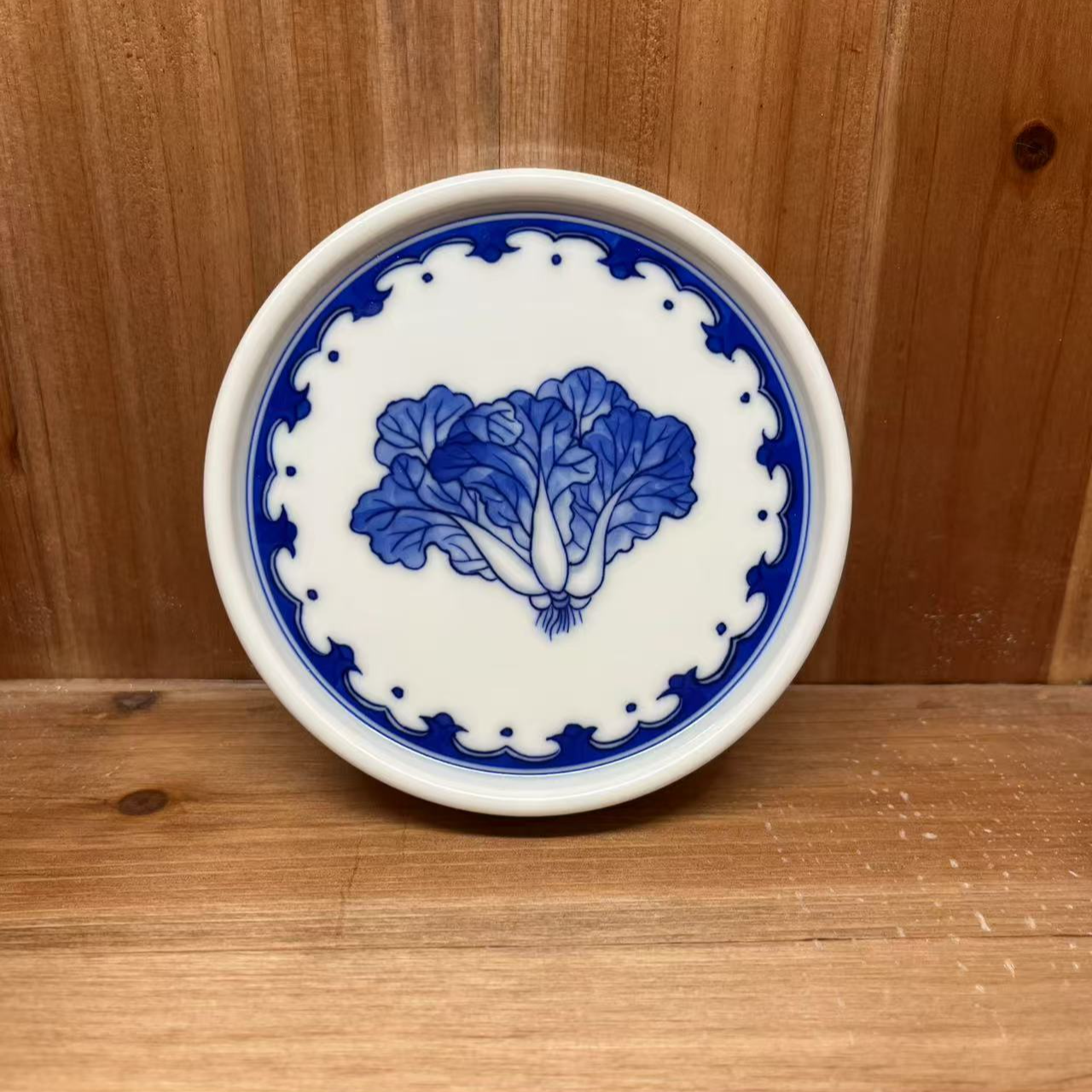 【詺兮清窑】白菜大圆饼盖置纯手工