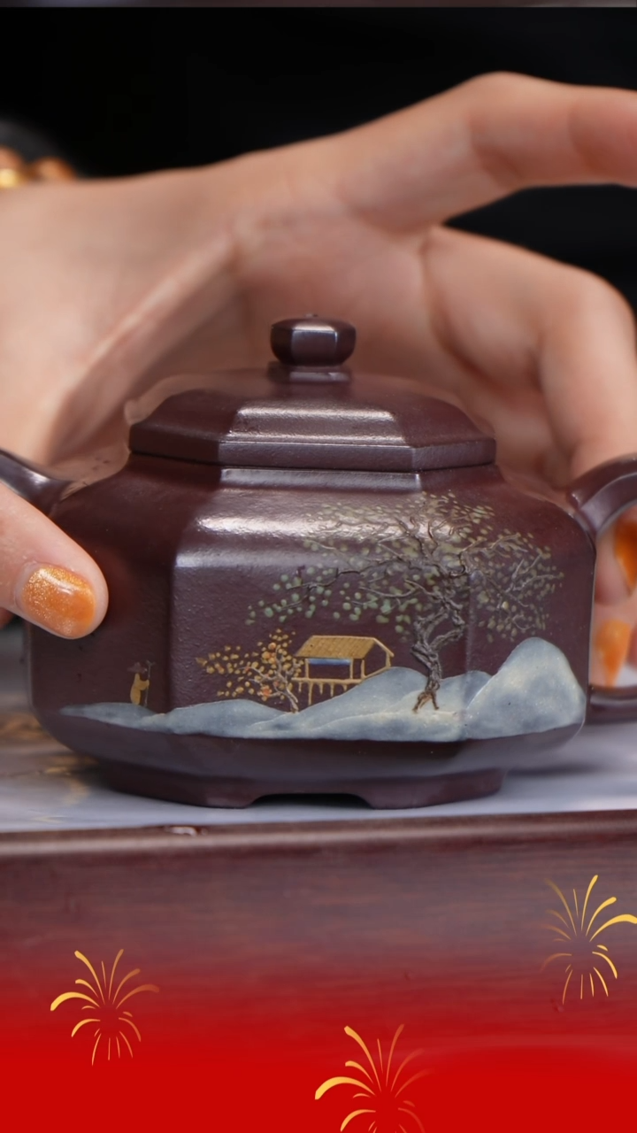 【闪购商品】紫砂茶杯刘强洪/玫瑰石红/福临八方/180cc