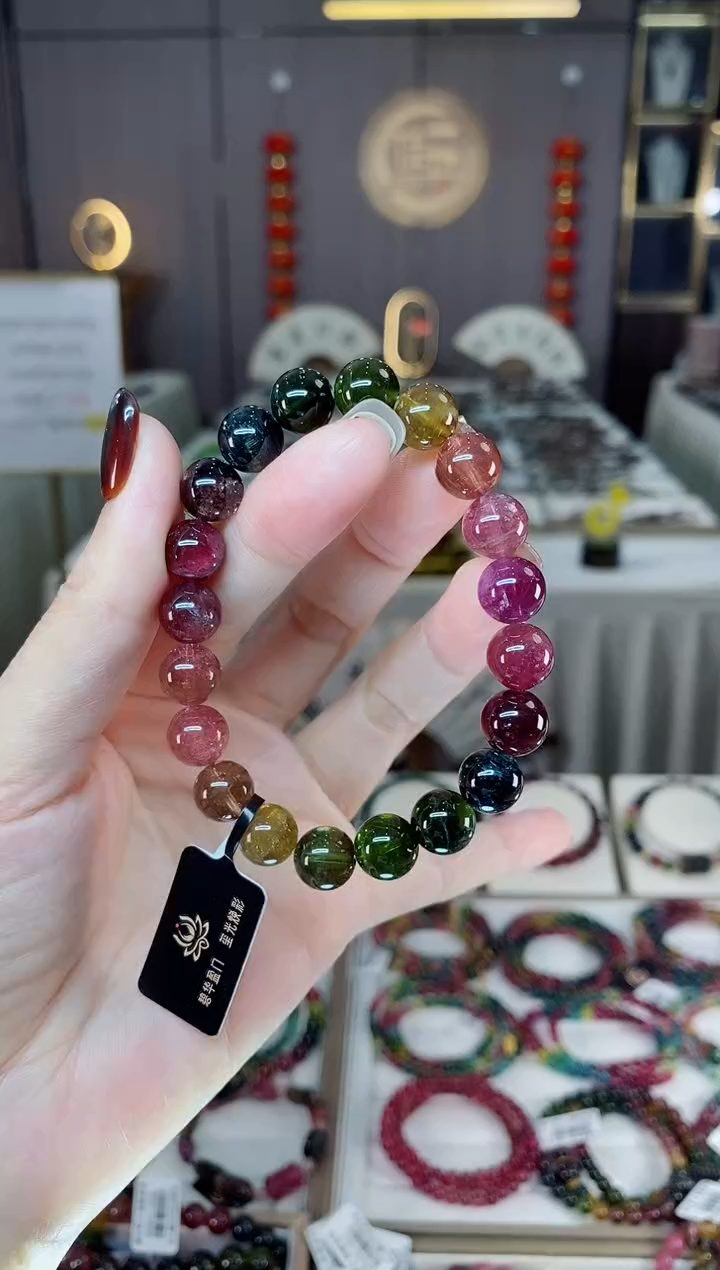 未镶嵌老矿碧玺单圈手串9mm+碧玺dan多样性发货一条