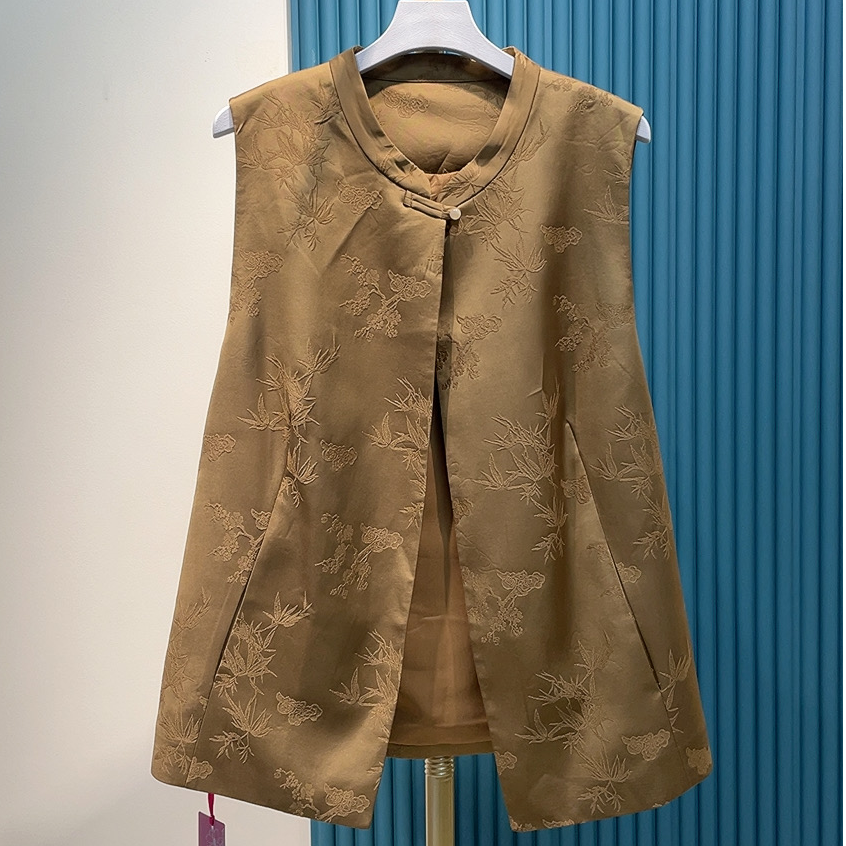 胖人坊2025新款大码女装复古提花马甲 4541