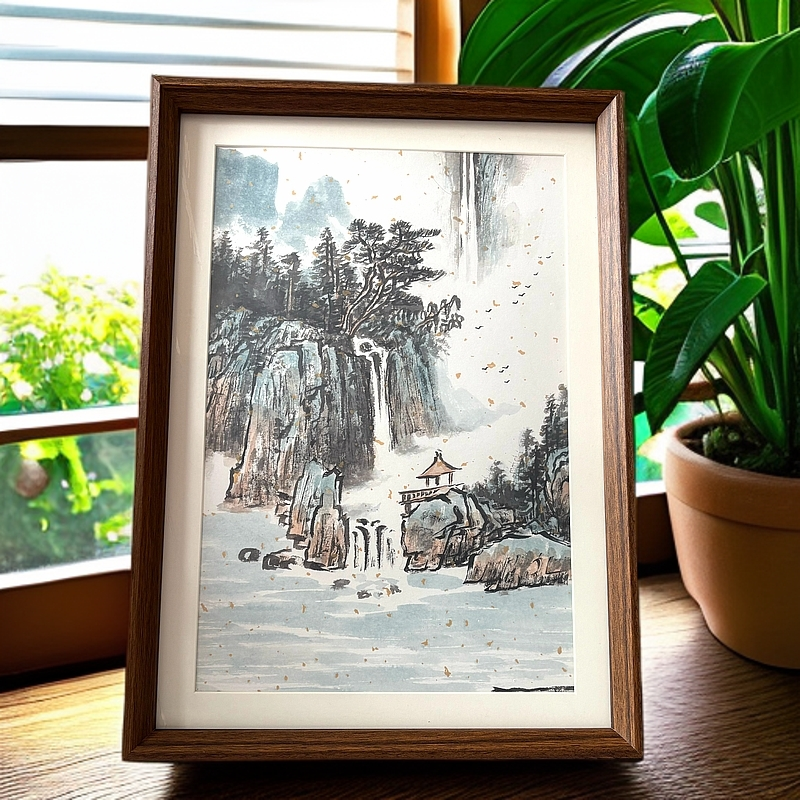 A3尺寸艺术品国风创意挂画《小青绿山水》