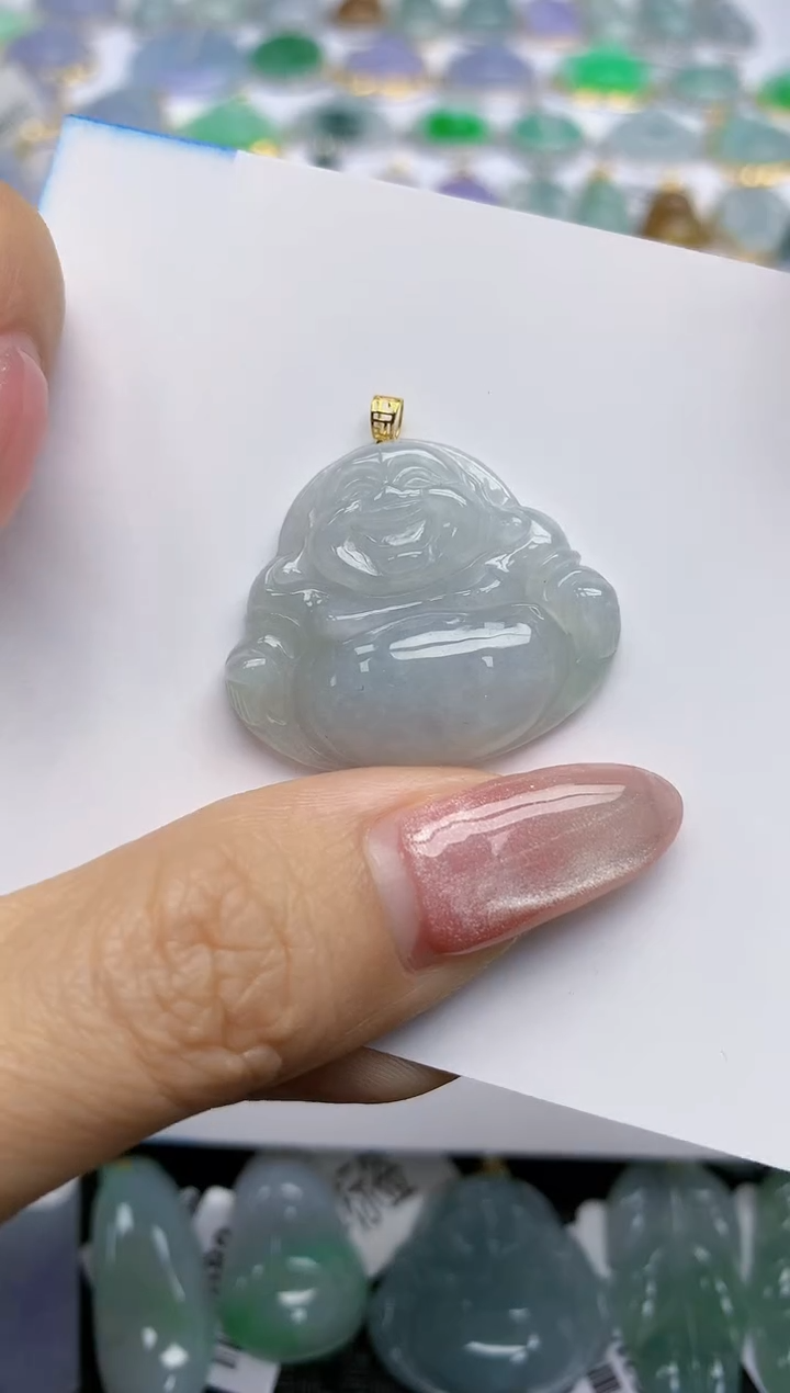 【闪购商品】翡翠挂件18K金镶嵌天然翡翠A货32