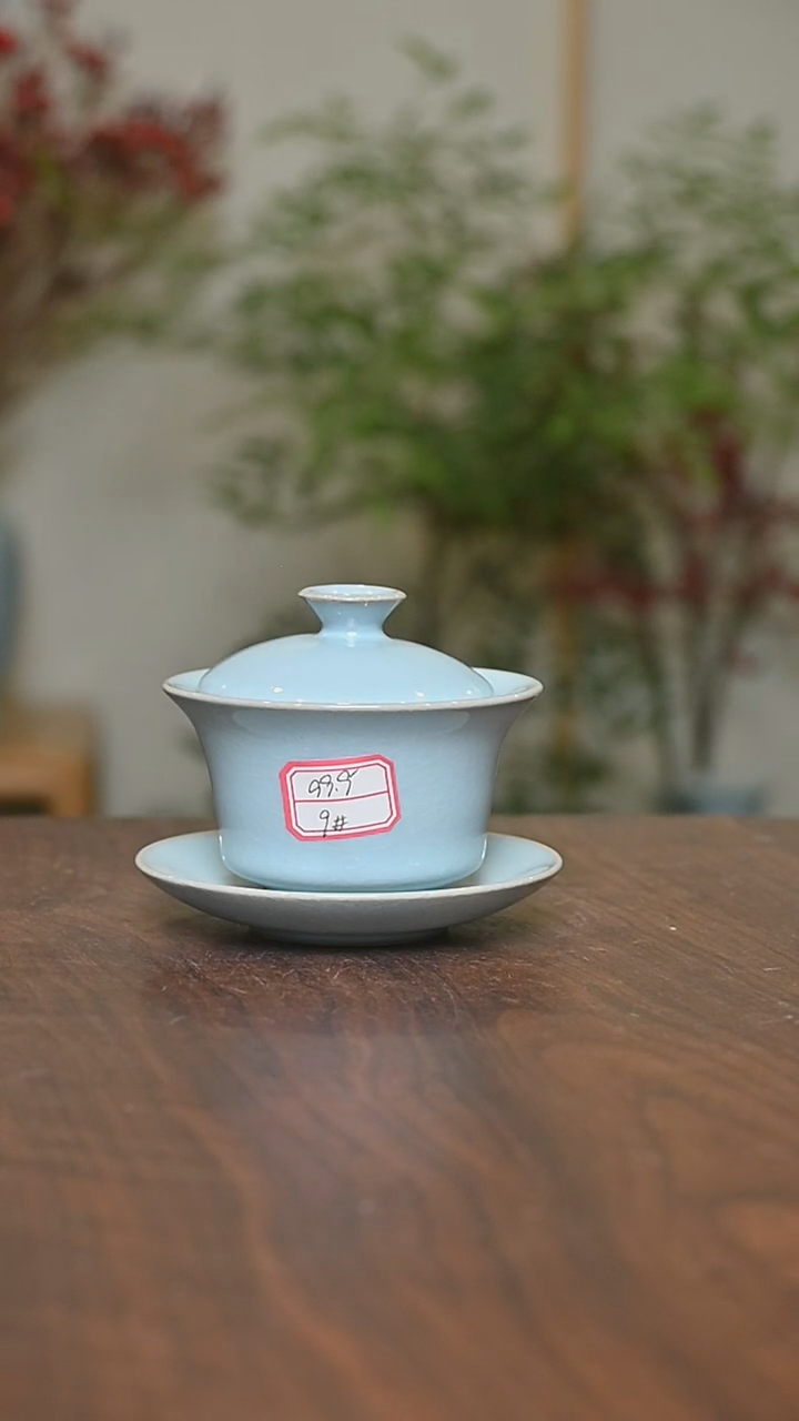 【闪购商品】其他9#微瑕天青釉朱家汝窑款盖碗100毫升