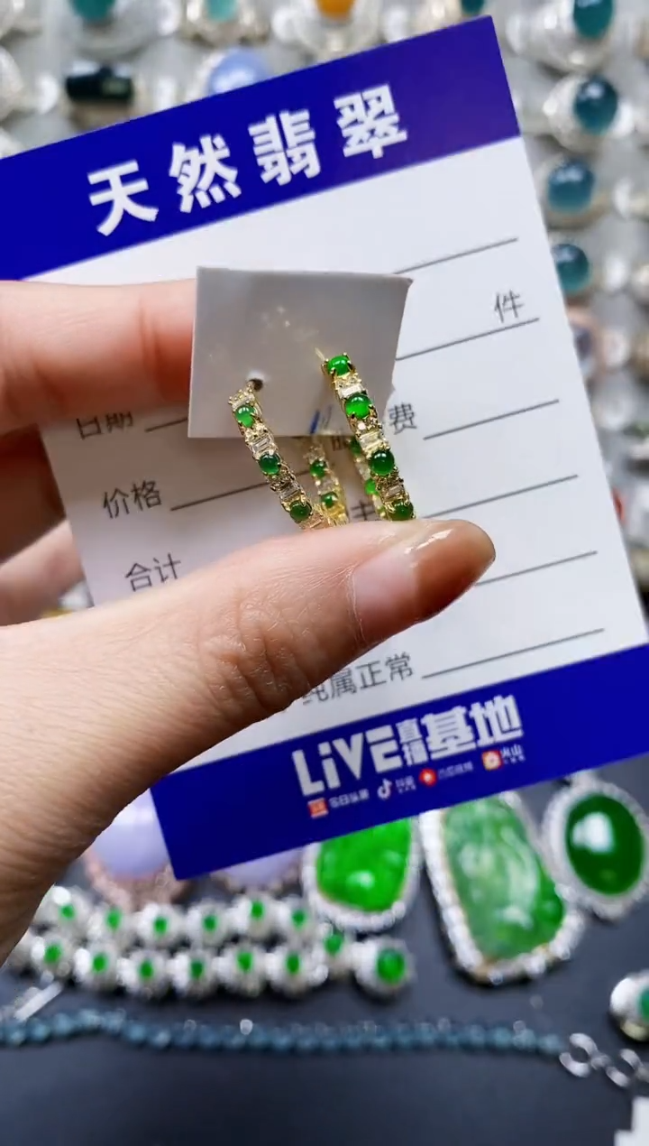 【闪购商品】翡翠耳饰银S925镶嵌0472