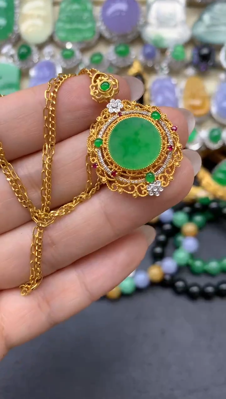 【闪购商品】翡翠颈饰18K金镶嵌197-中国好珍宝