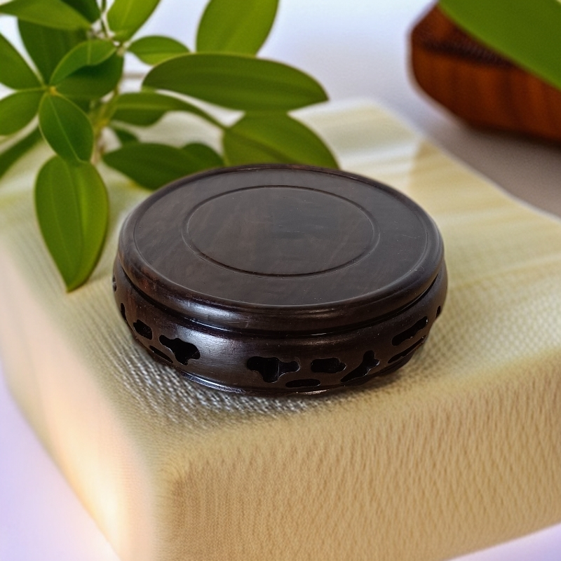 黑檀木整料摆件制作圆形小品盆景底座摆件底座实木