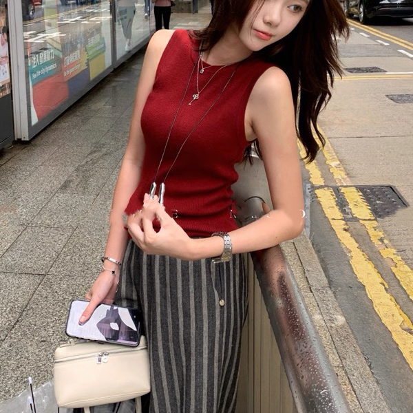 【羊毛背心】女装羊毛打底衫弹力针织衫马甲秋冬上衣女修身毛衫