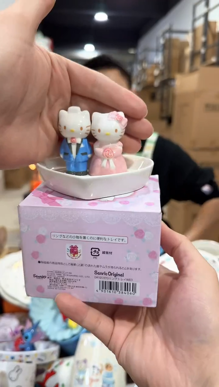 瓷片原盒kt猫结婚首饰盘