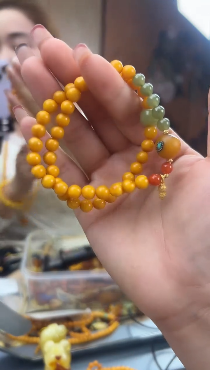 【闪购商品】琥珀裸石未镶嵌蜜蜡双圈手串多样性发一条