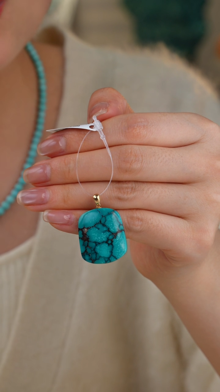 【闪购商品】绿松石吊坠(不含链)18K金镶嵌1