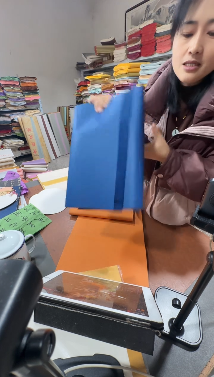 34*68瓷青色光板真银50张