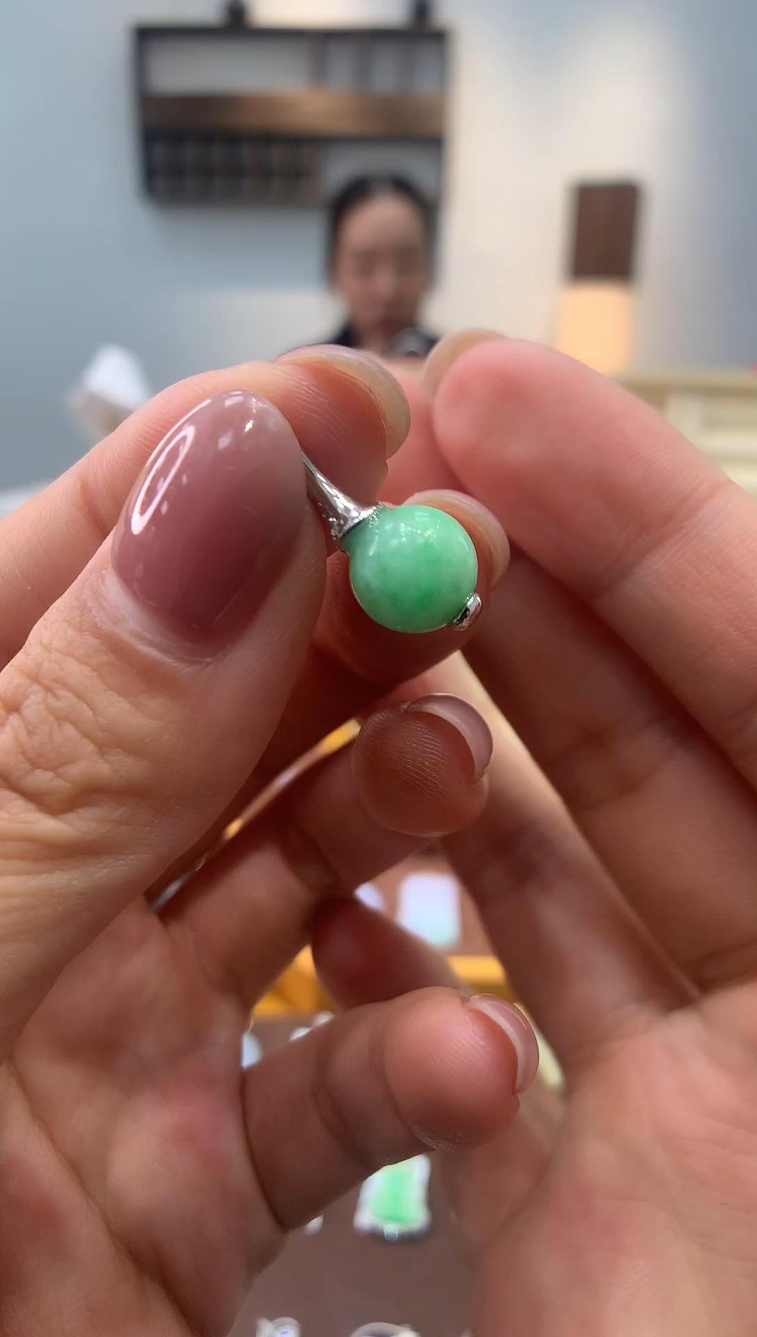 颈饰银S925镶嵌翡翠珠子吊坠