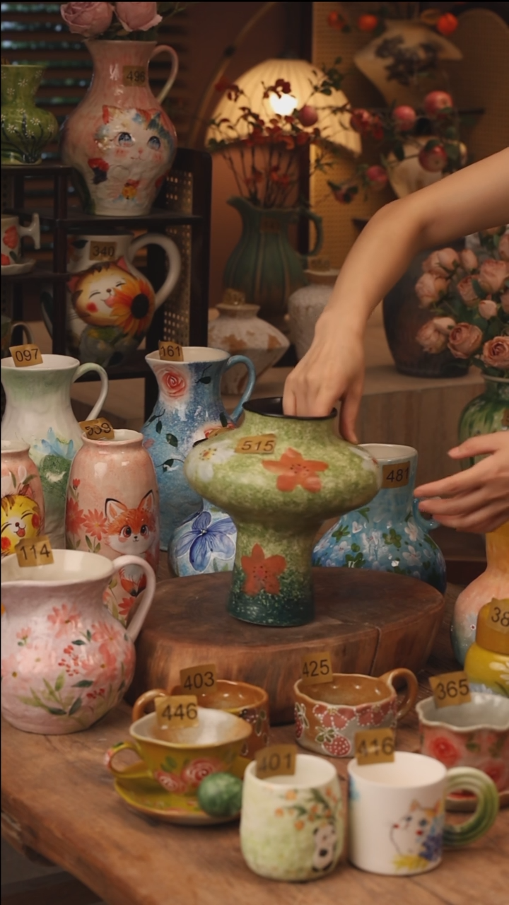 陶瓷景德镇设计师手作花器摆件侘寂风515