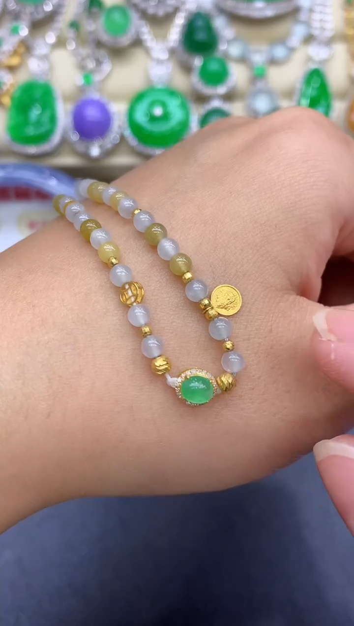 18K金镶嵌手链翡翠219-中国好珍宝1