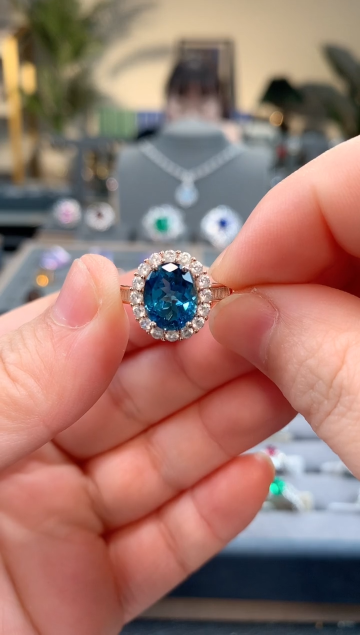 【闪购商品】托帕石戒指银S925镶嵌托帕石