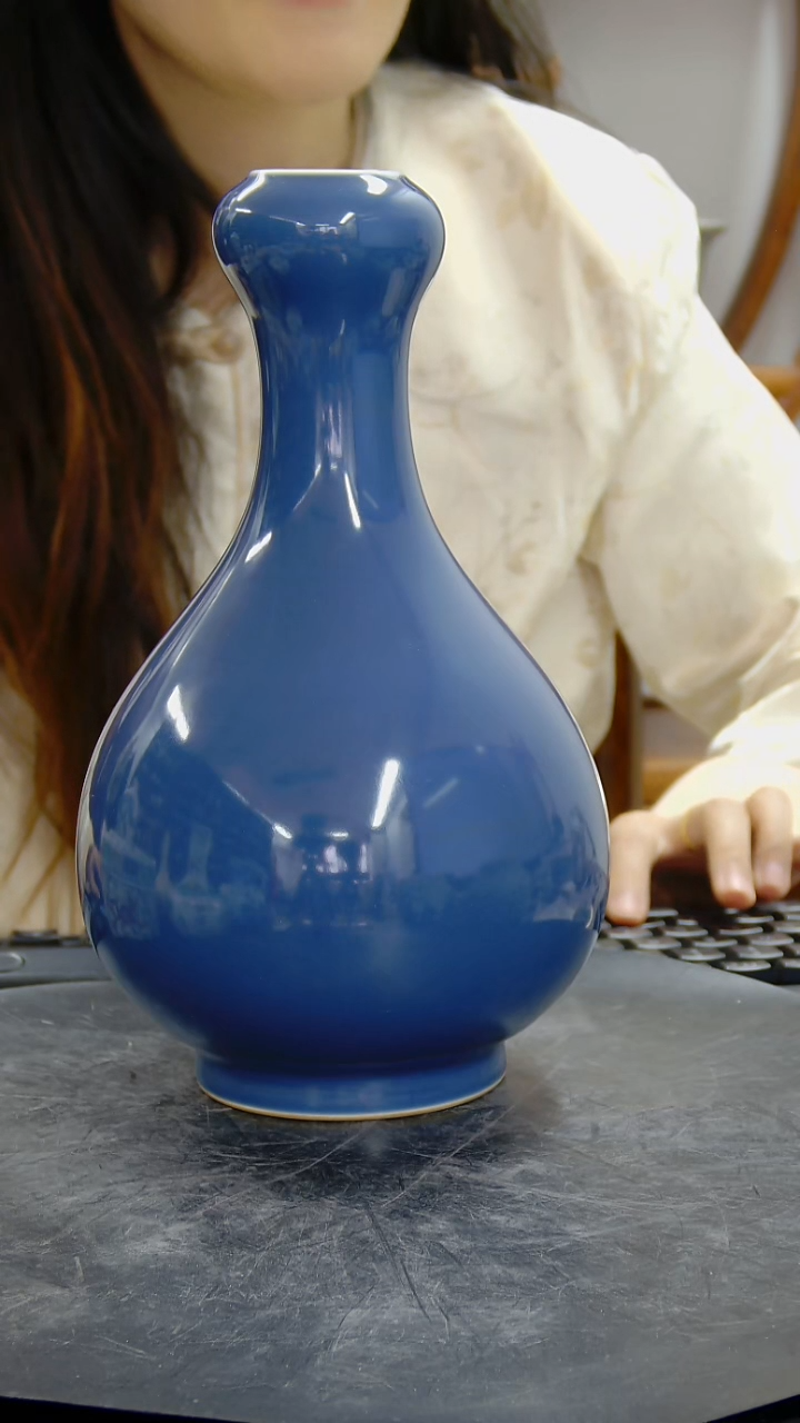 瓶天蓝釉蒜头瓶#B0020#