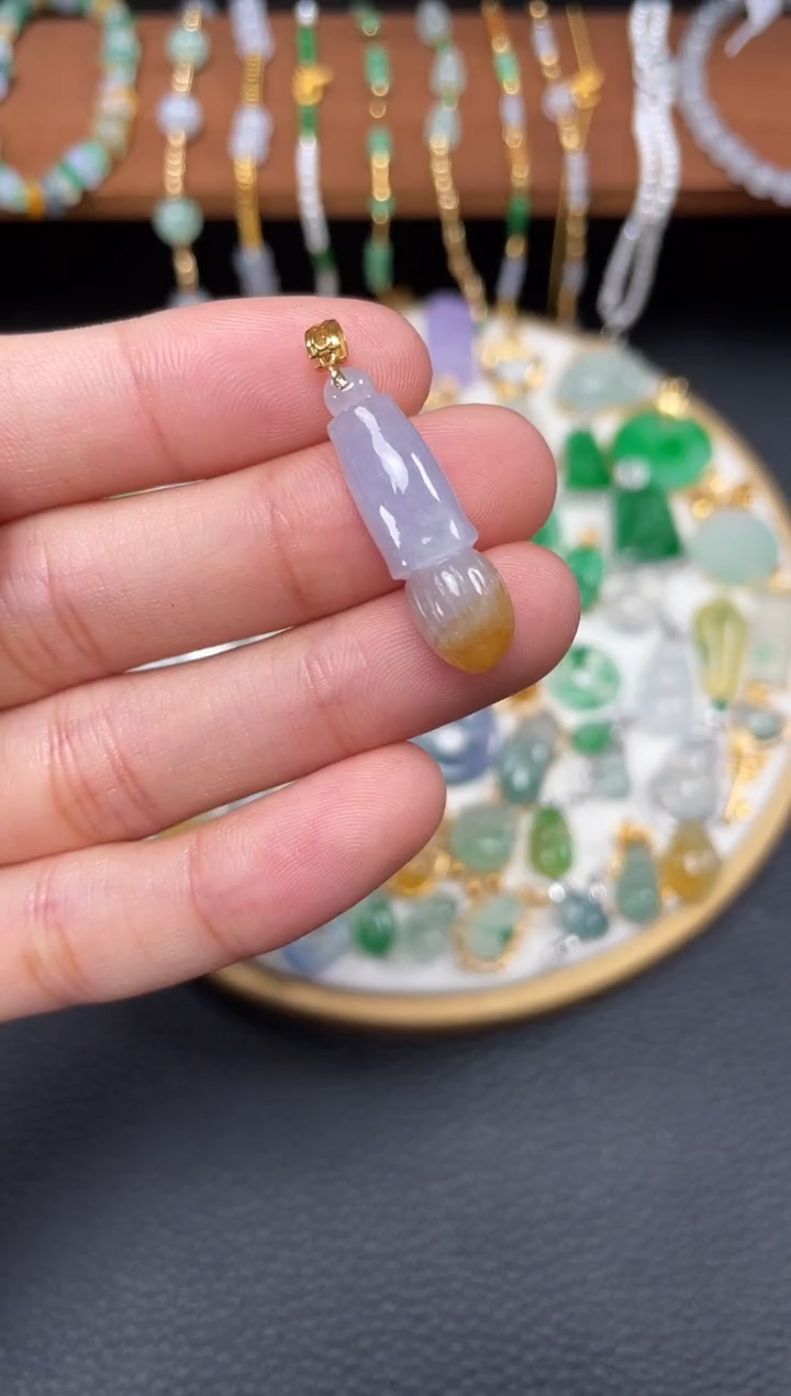 【闪购商品】翡翠吊坠(不含链)18K金镶嵌一个  JK310