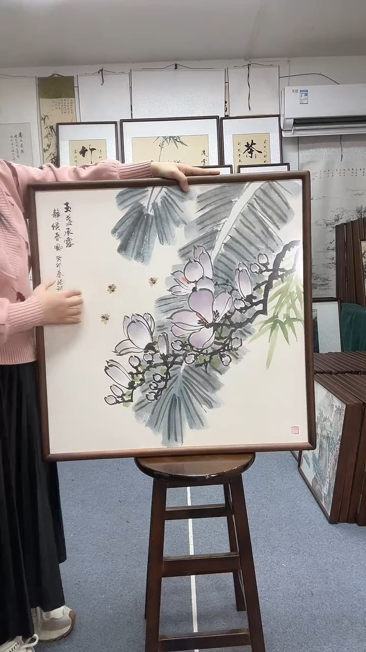 国画尺寸70*70实木画框京东包邮手绘