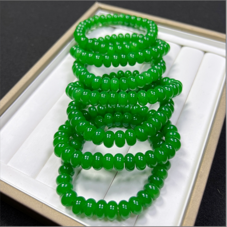 8mm老矿菜绿算盘珠手串男女同款发一条I48