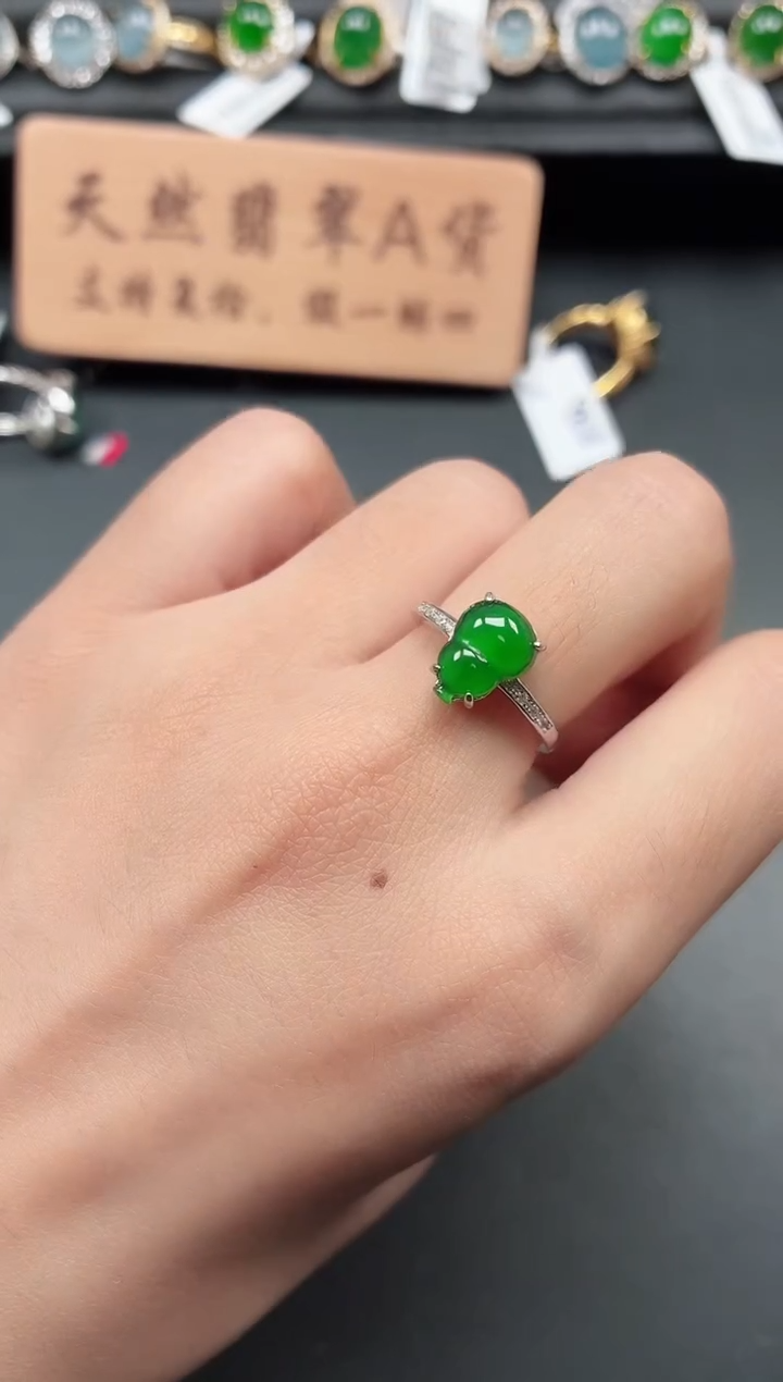 银S925镶嵌戒指翡翠111
