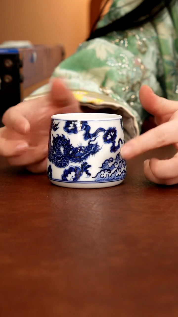 摆件陶景德镇瓷器，青花瓷手绘茶具~