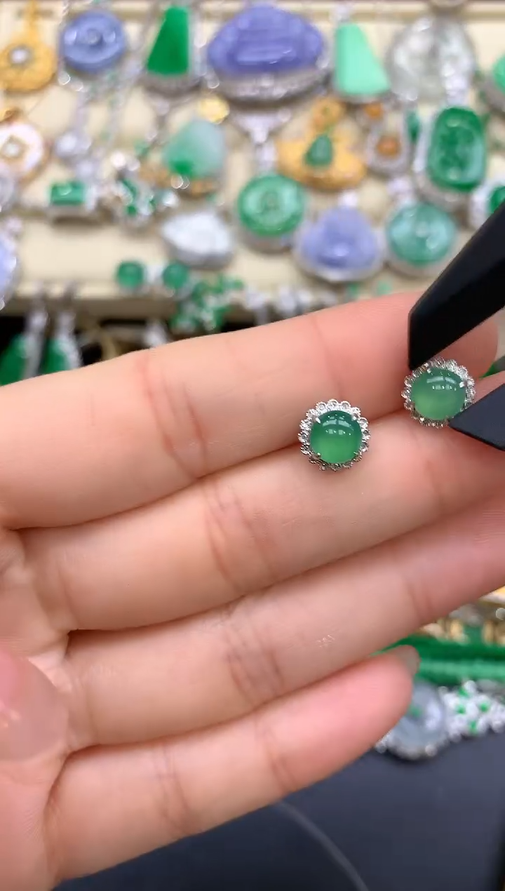 【闪购商品】翡翠耳饰18K金镶嵌296-中国好珍宝