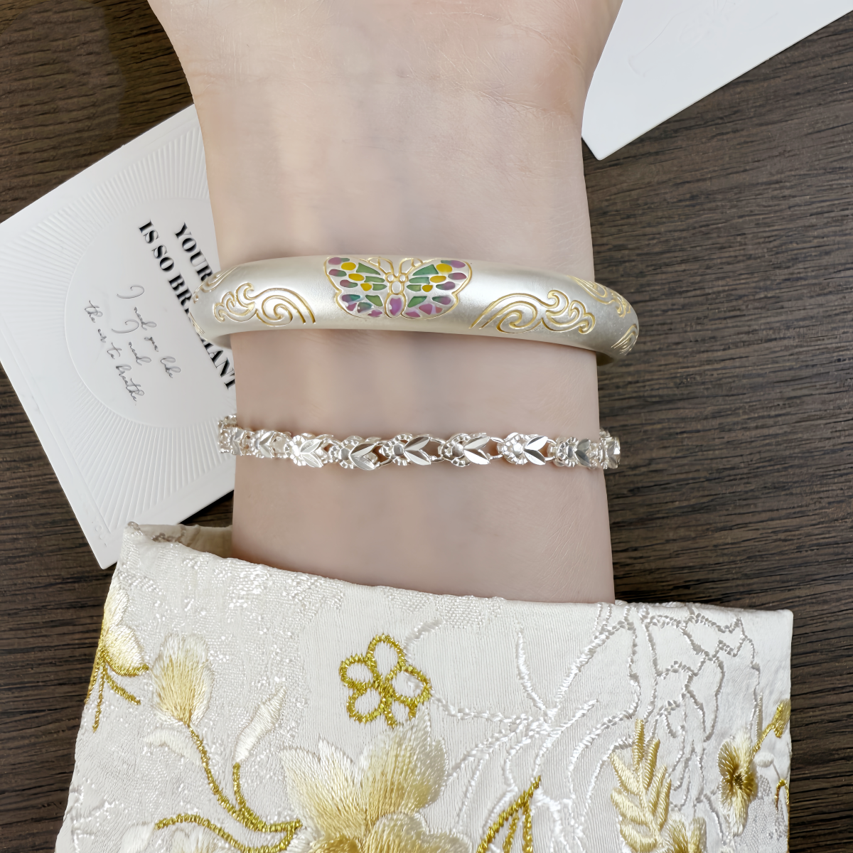 999.9银珐琅蝴蝶闭口