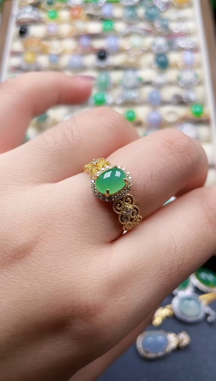 银S925镶嵌戒指翡翠29