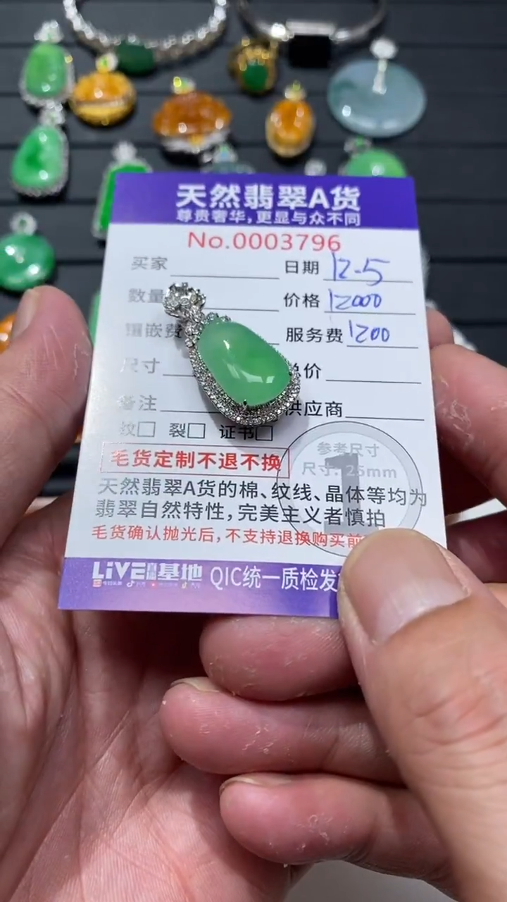 吊坠(不含链)18K金镶嵌翡翠1