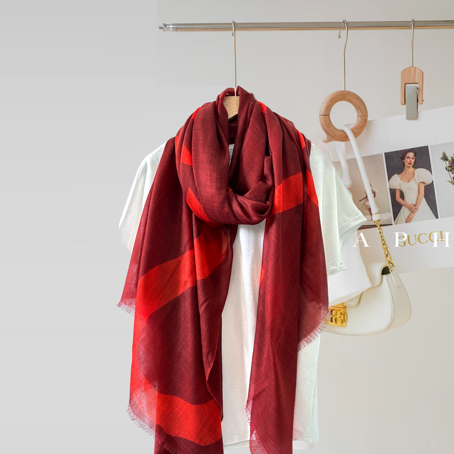 【蛇年限定】围巾百搭经典长方形女薄款红色时尚
