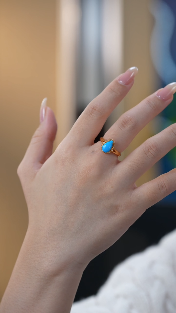 银S925镶嵌绿松石戒指10