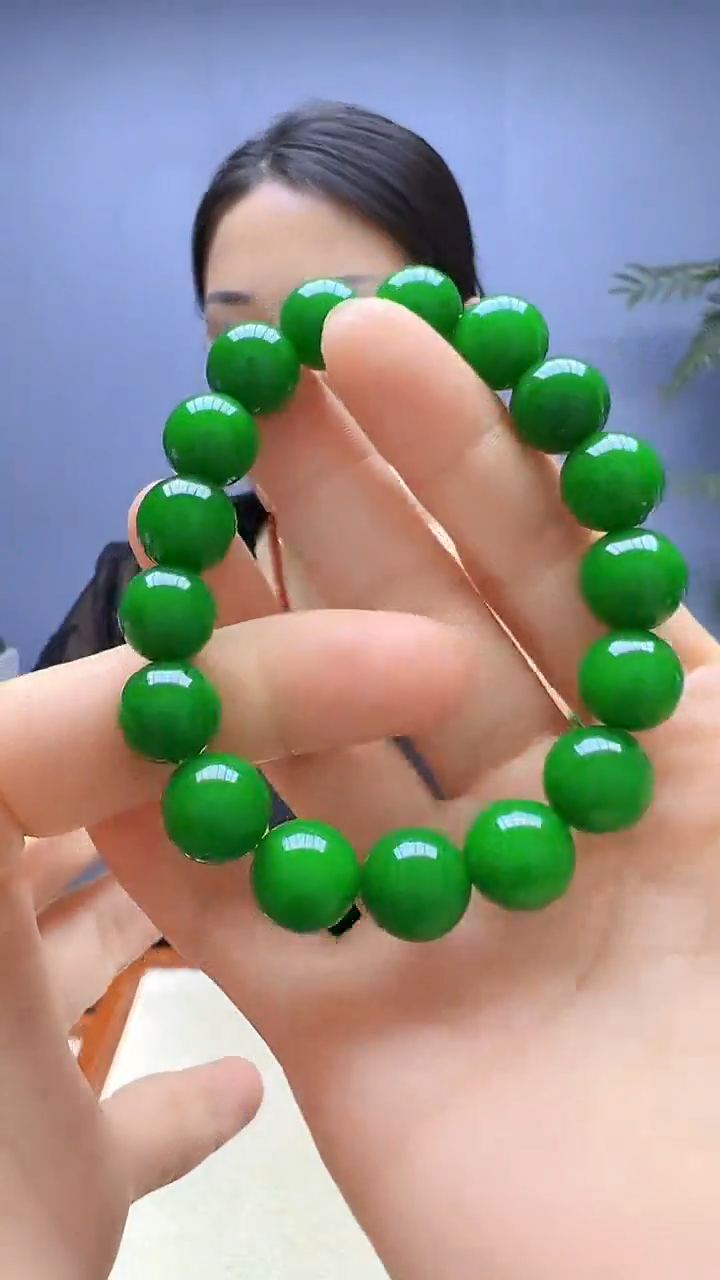 翡翠14K金镶嵌颈饰易安diy严选颈饰辣绿手链