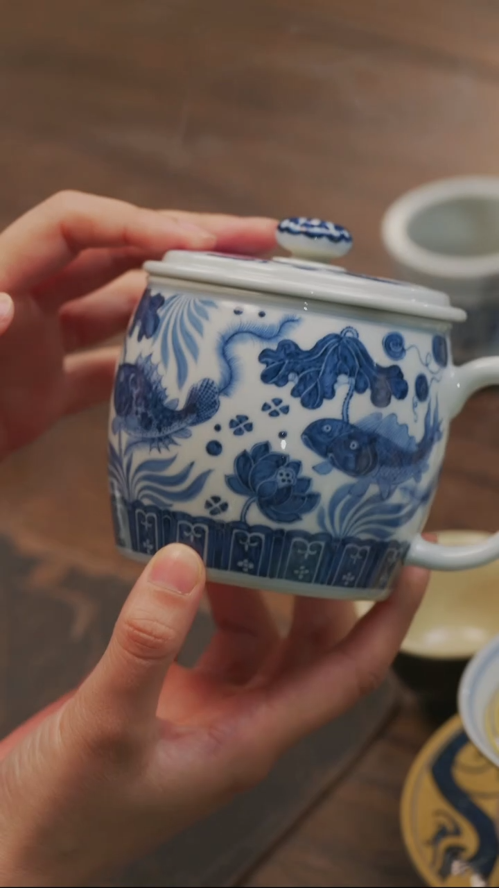 【闪购商品】快雪时晴鱼藻纹办公杯