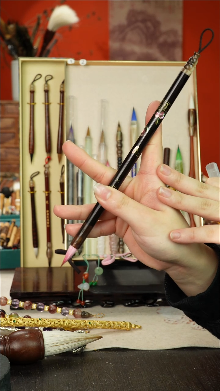 44号闪孤品高货毛笔链接 清水试笔 蘸墨不退