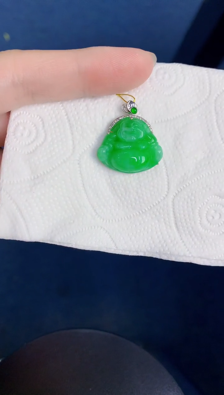 颈饰18K金镶嵌翡翠天然翡翠缅甸A货