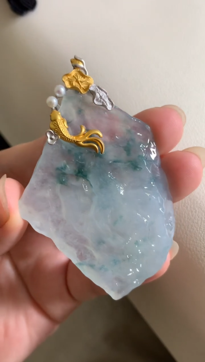 翡翠18K金镶嵌吊坠(不含链)吊坠