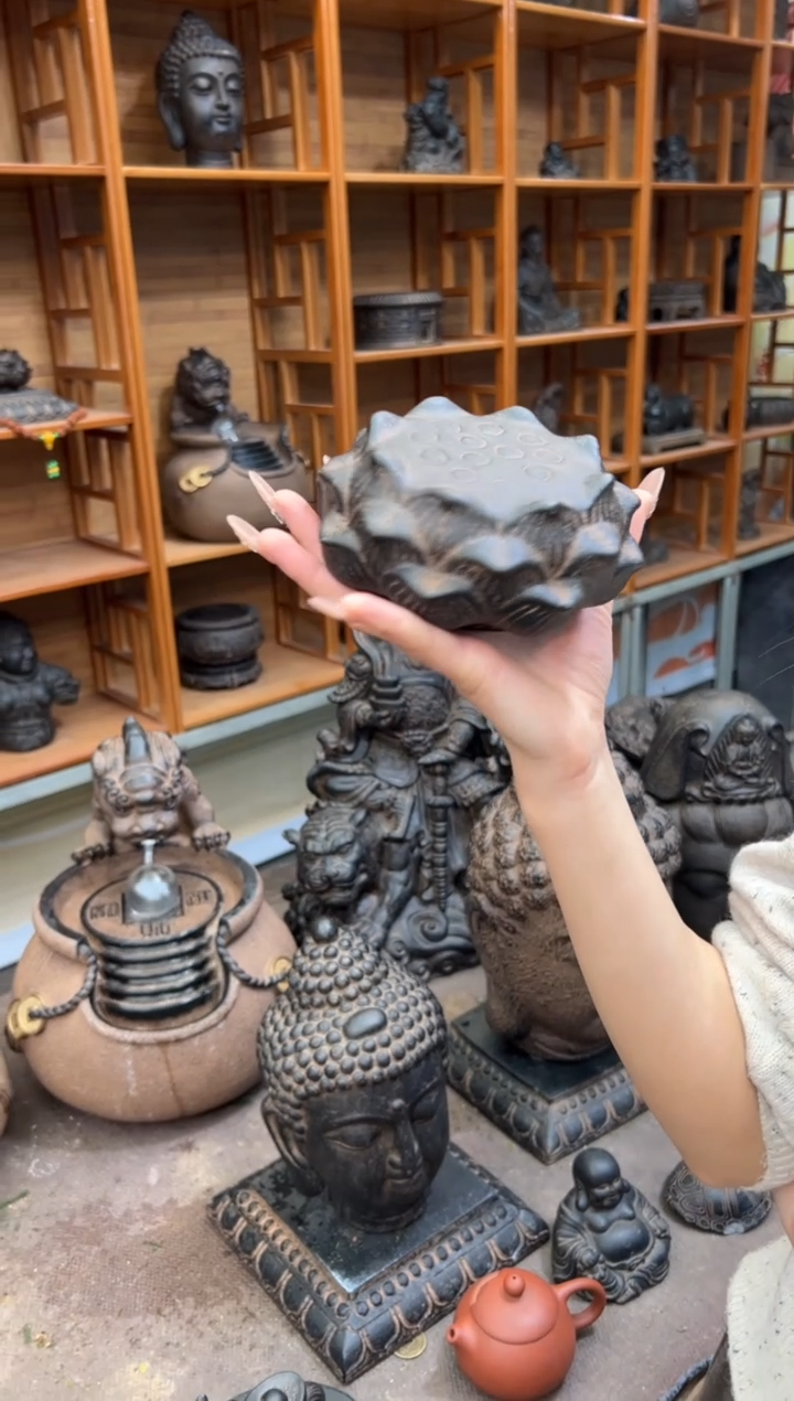 陶土【火山泥】莲蓬实心底座