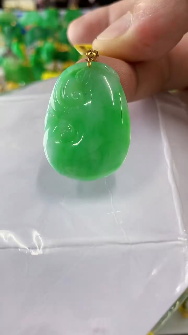 翡翠18K金镶嵌吊坠(不含链)挂件