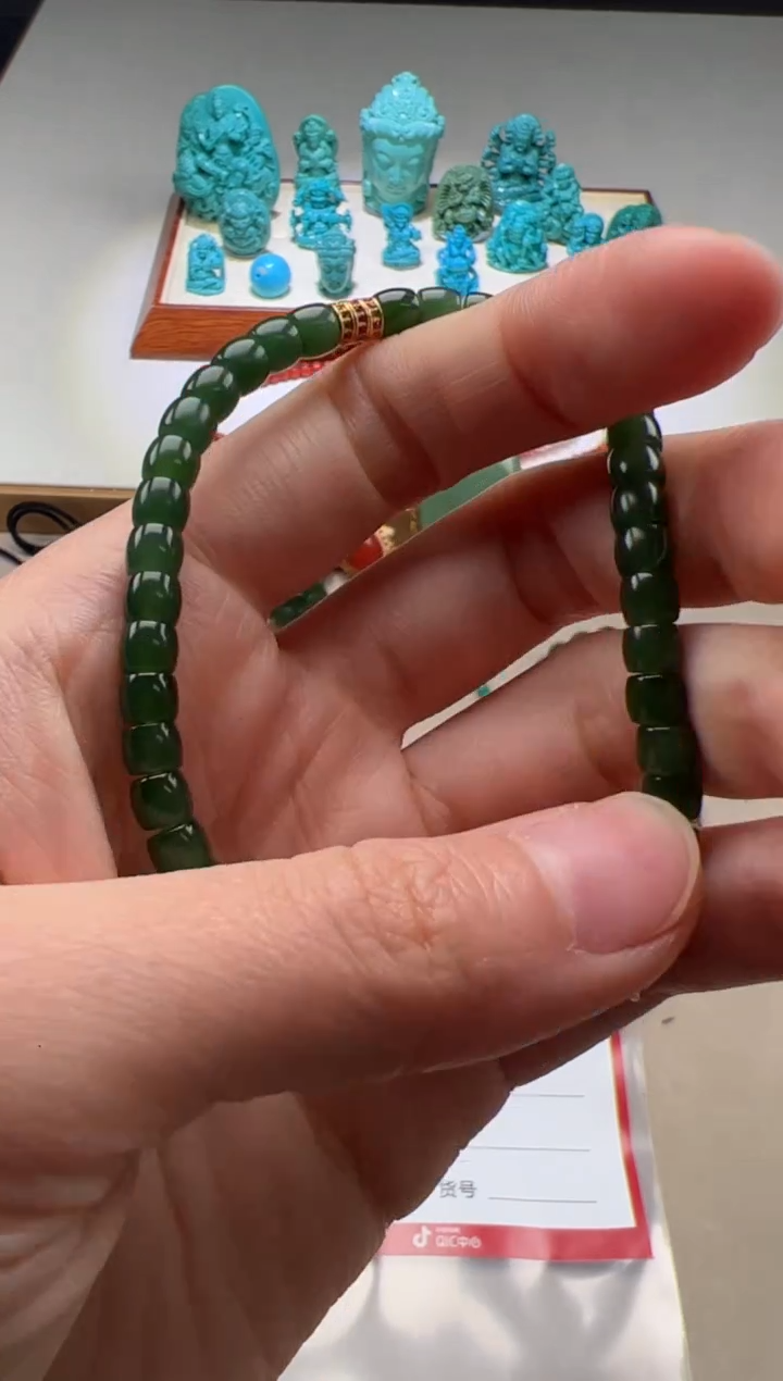 【闪购商品】和田玉（碧玉）手串手串18K金镶嵌手串手串