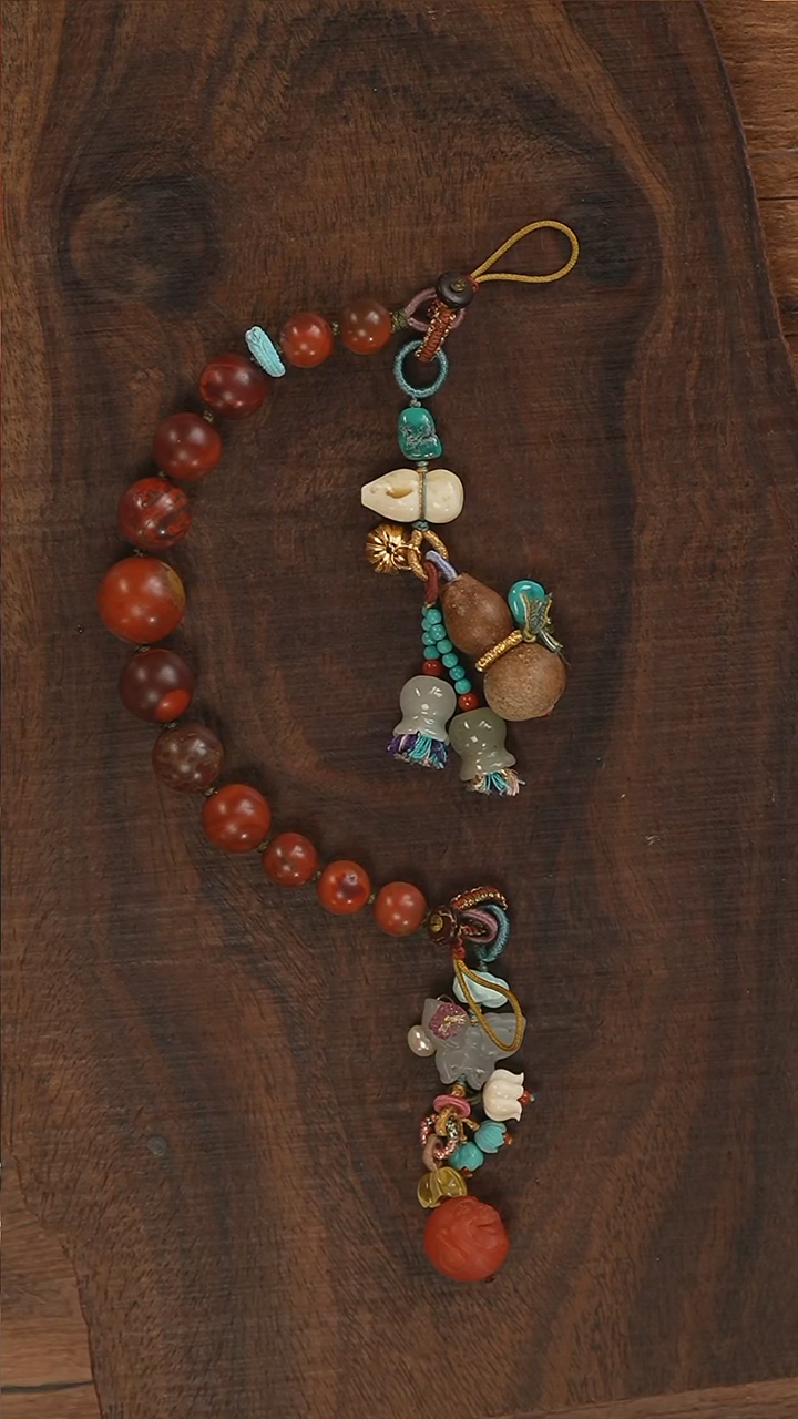 【闪购商品】南红玛瑙手机链银S925镶嵌S3126