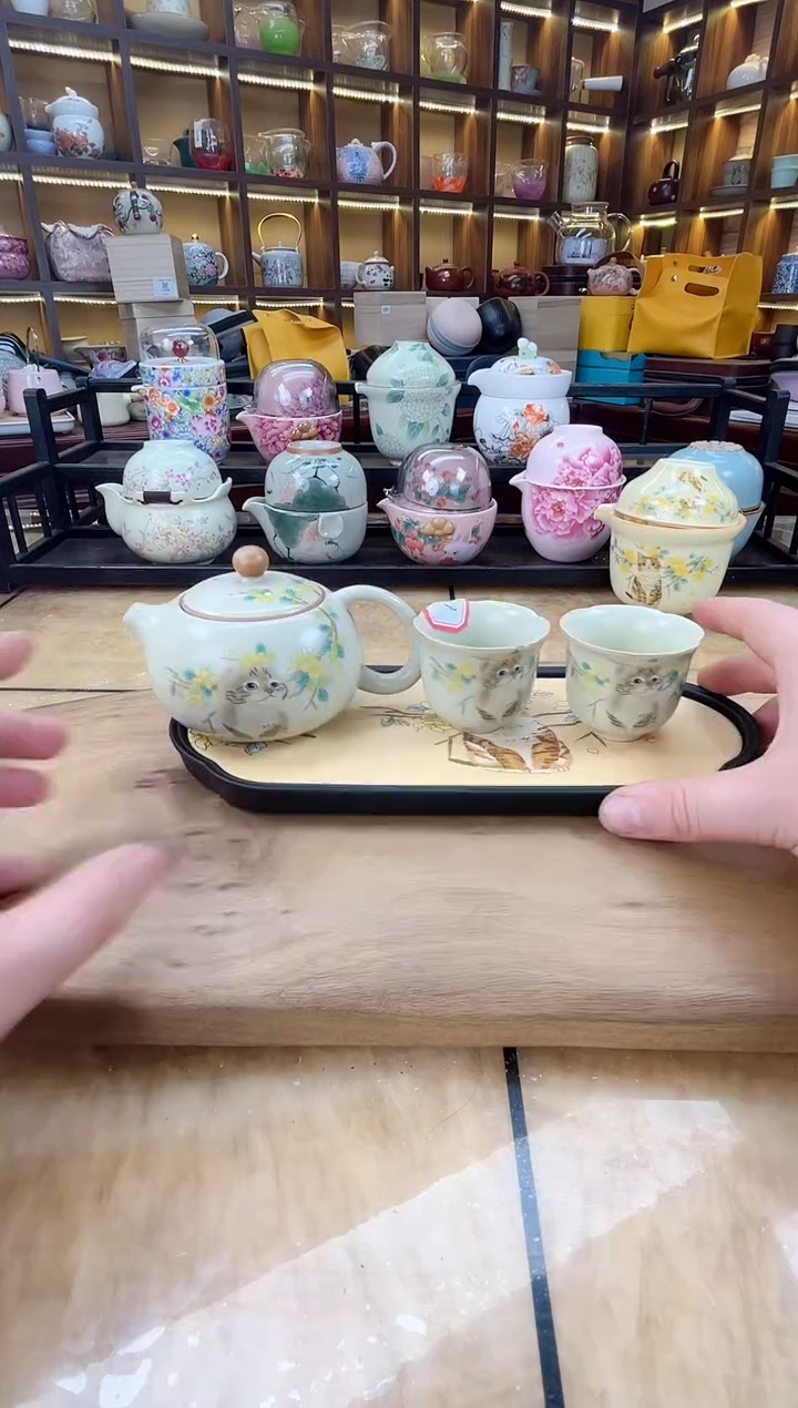 【闪购商品】其他黄汝猫咪1西施壶2花口加猫咪盘