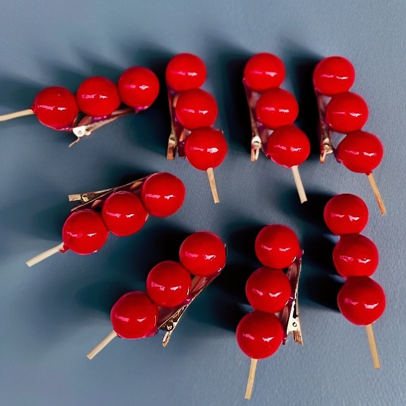 冰糖葫芦鸭嘴夹新年礼物搞怪仿真食物发夹甜美可爱创意中国红发饰
