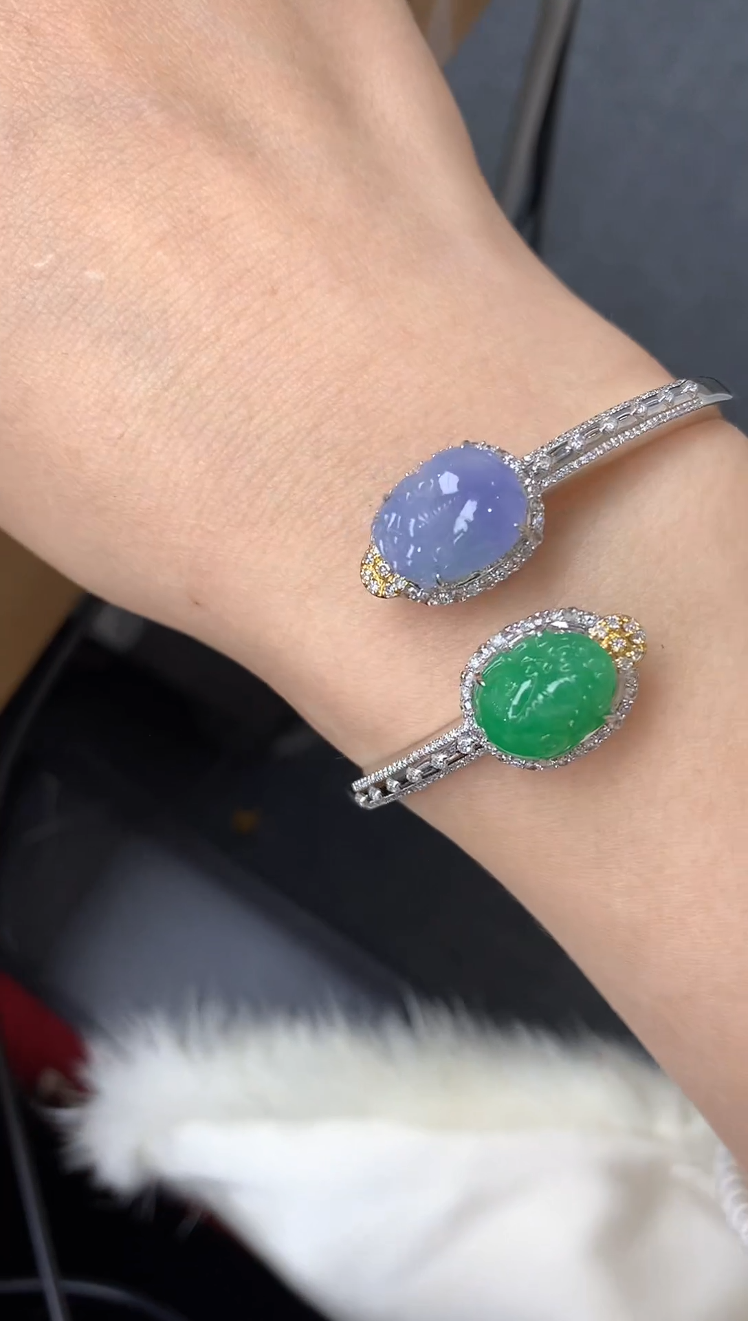 【闪购商品】翡翠手镯18K金镶嵌644-中国好珍宝