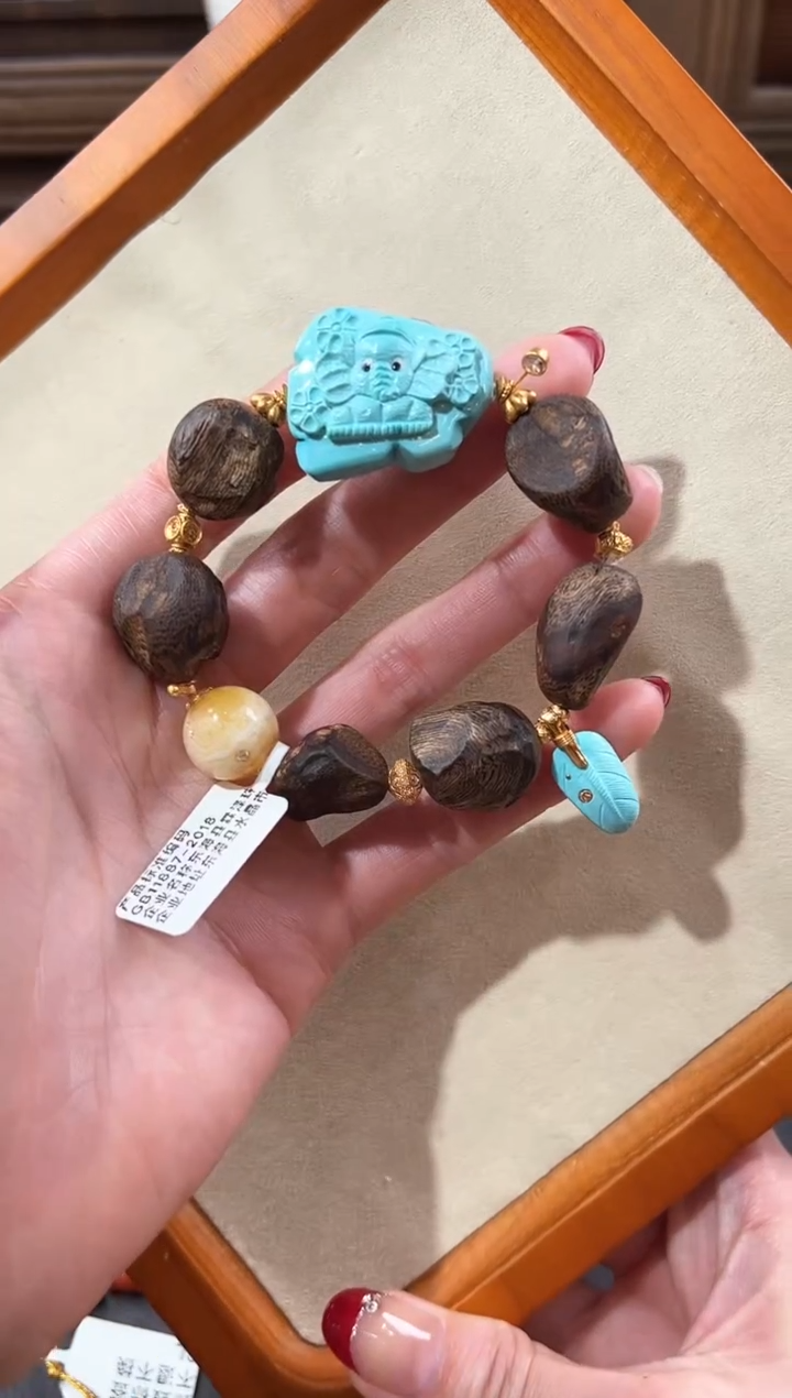 【闪购商品】绿松石手链18K金镶嵌绿松石手链