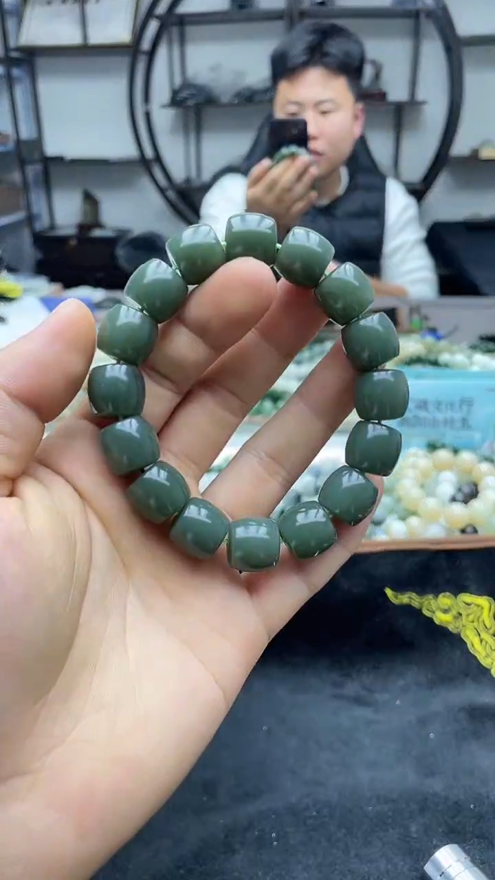 未镶嵌手串和田玉新疆且末蓝14直切